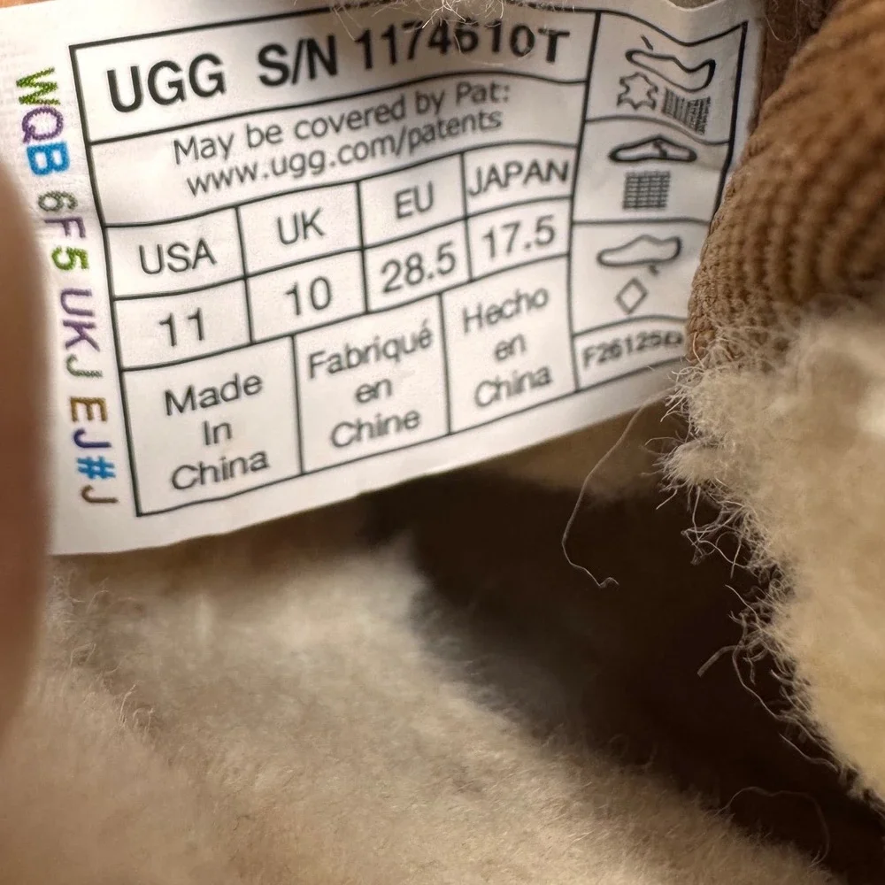 UGG Kids Classic Jona Luxury Boot Sz 11 Chestnut Suede Sheepskin Lined Fold Over